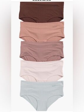 NWT - Danskin - 5-Pack Wide Ribbed Cotton Bikini Briefs - Woman's Medium